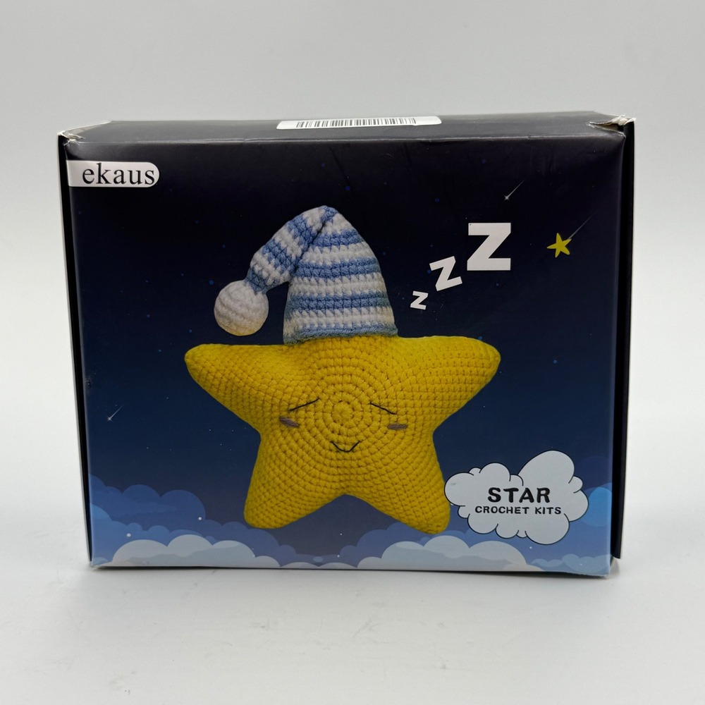 ekaus Star Crochet Kit for Beginners Yellow Sleeping Star Amigurumi DIY Art
